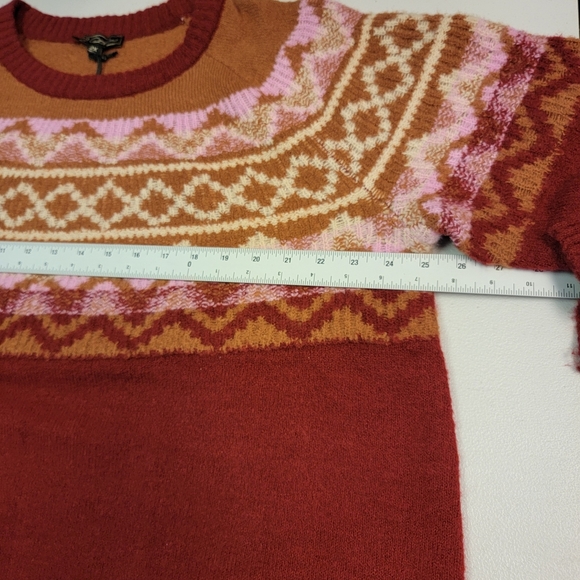 DG2 by DianeGilman Women's Intarsia Fair Isle Pullover Sweater Rhubarb Size 2X - Picture 4 of 6